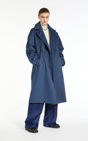 NAVY MaxMara Wool Broadcloth Coats | MMR593913