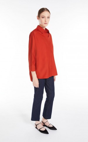 ORANGE MaxMara Cotton Poplin Blouses | MMR593566