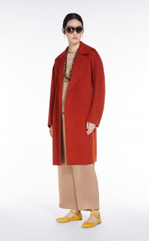 ORANGE MaxMara Wool Robe Coats | MMR593861