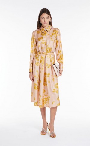 POWDER MaxMara Printed Silk Shirt Dresses | MMR593378