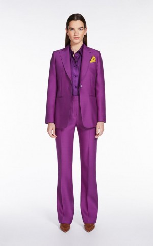 PURPLE MaxMara Wool And Silk Double-fabric Trousers | MMR593745