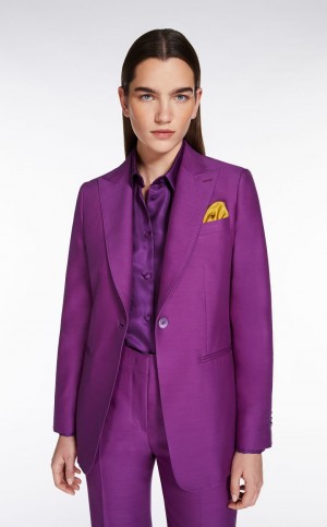 PURPLE MaxMara Wool And Silk Double-fabric Blazers | MMR594030