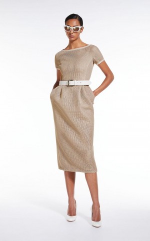 SAND MaxMara Sheath In Mesh-effect Jersey Dresses | MMR593412