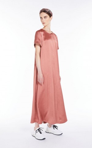 TERRA COTTA MaxMara Satin T-shirt Dresses | MMR593317