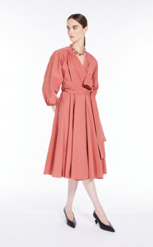 TERRA COTTA MaxMara Taffeta Wrap Dresses | MMR593364