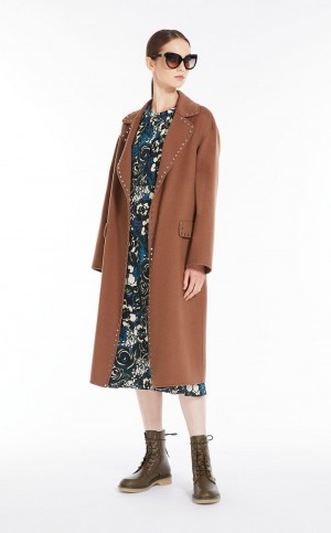 TOBACCO MaxMara Wool Robe Coats | MMR593835