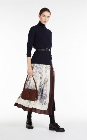 ULTRAMARINE MaxMara Wool And Cotton Basketweave Skirts | MMR593735