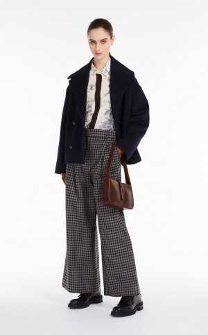 ULTRAMARINE MaxMara Wool And Cotton Basketweave Trousers | MMR593783