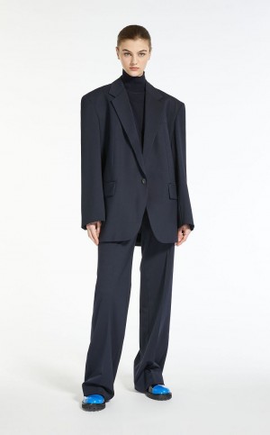 ULTRAMARINE MaxMara Wool And Technical Fabric Trousers | MMR593811