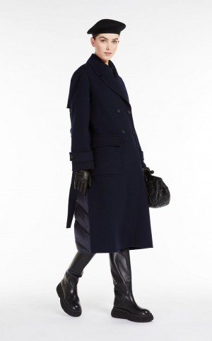 ULTRAMARINE MaxMara Wool Broadcloth Trench Coat Padded | MMR593975