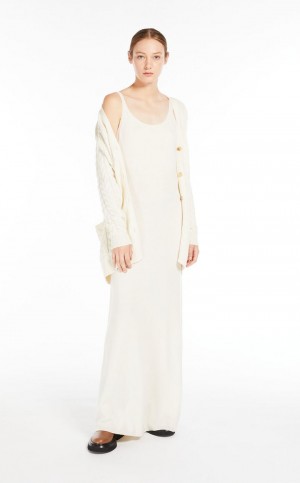 WHITE MaxMara Wool And Cashmere Slip Dresses | MMR593305