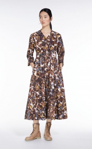 YELLOW MaxMara Printed Poplin Dresses | MMR593329