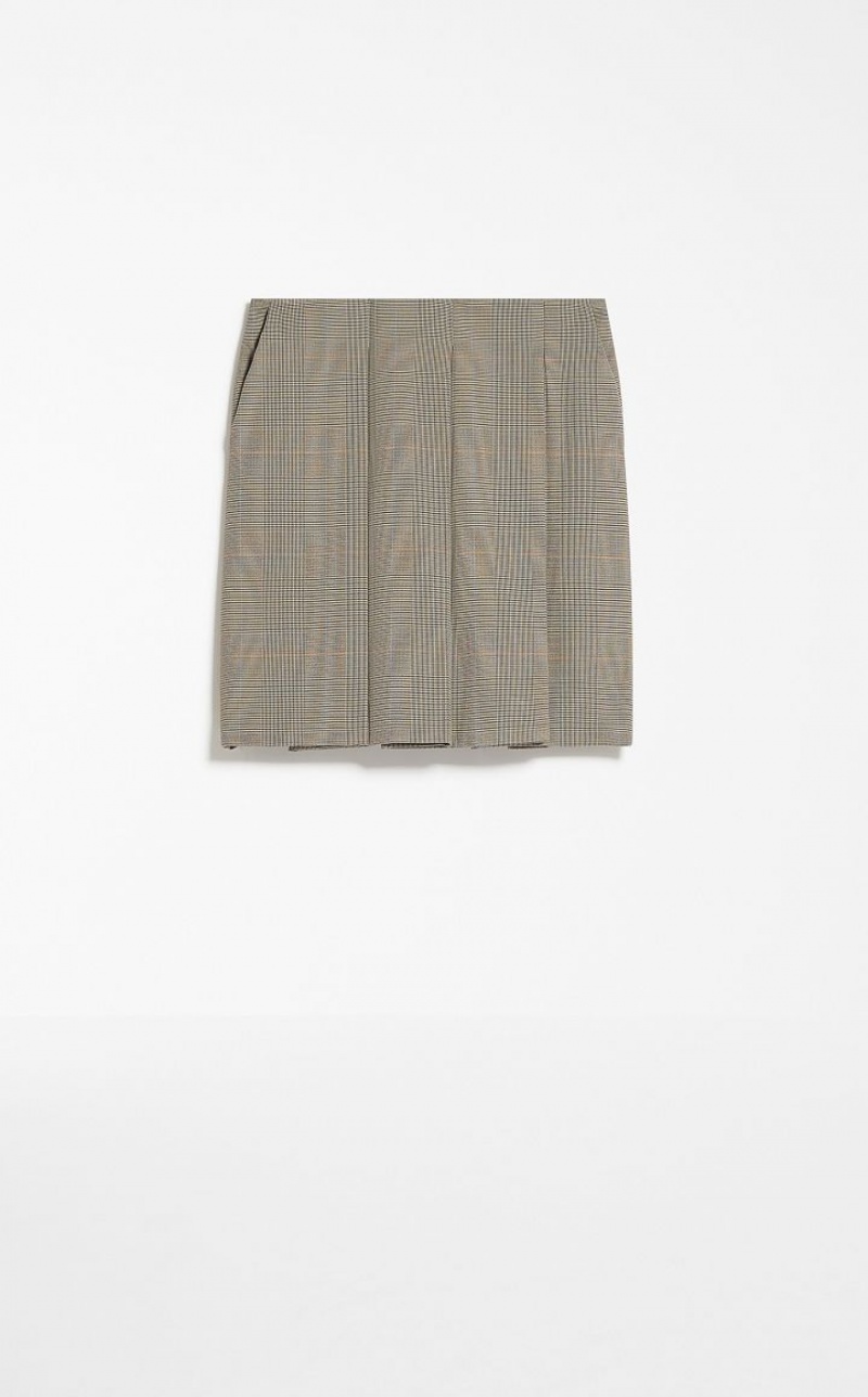 BEIGE GOLDEN MaxMara Check Mini Skirts | MMR593689