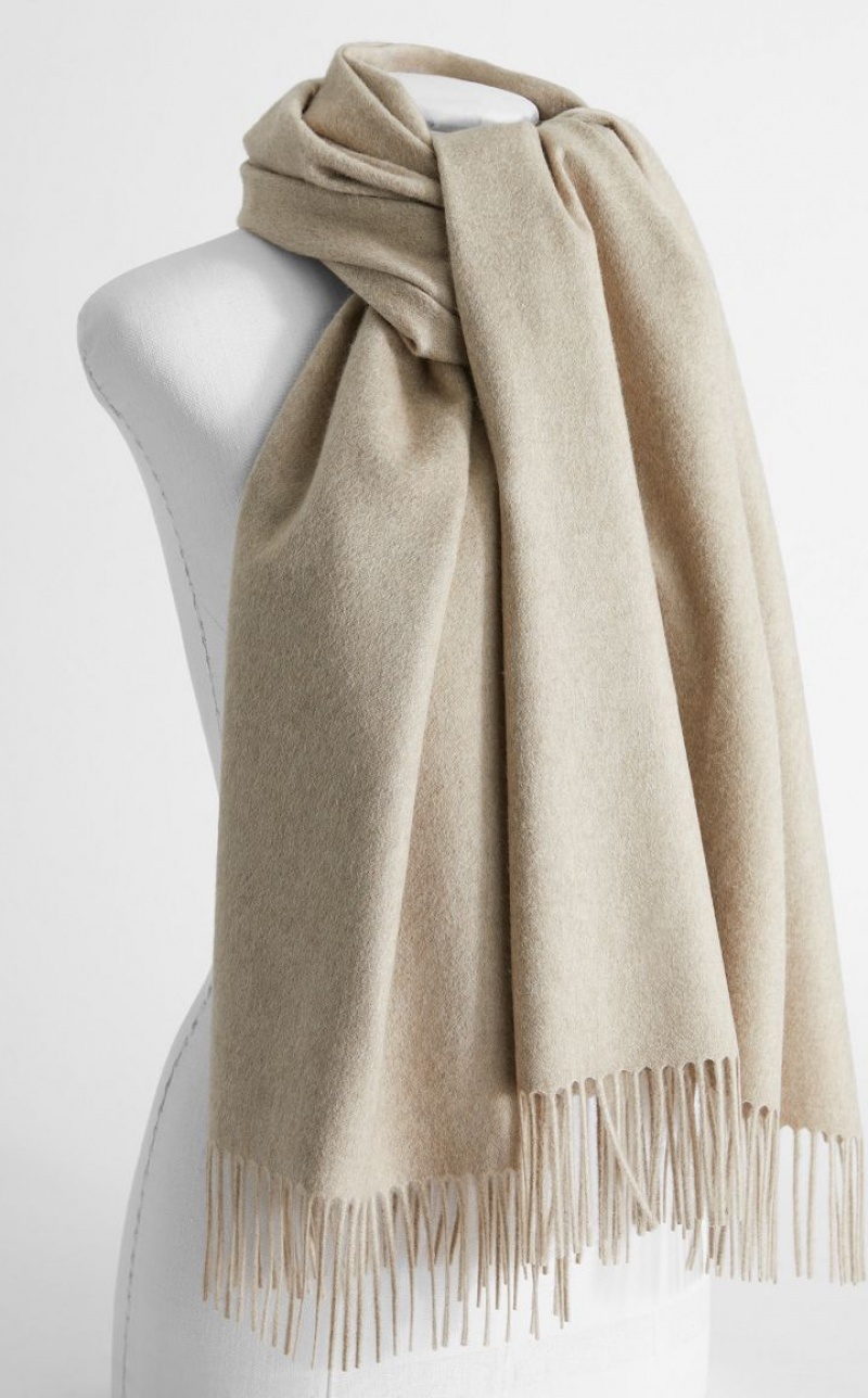 BEIGE MaxMara Cashmere Stole With Embroidery Scarves | MMR594279