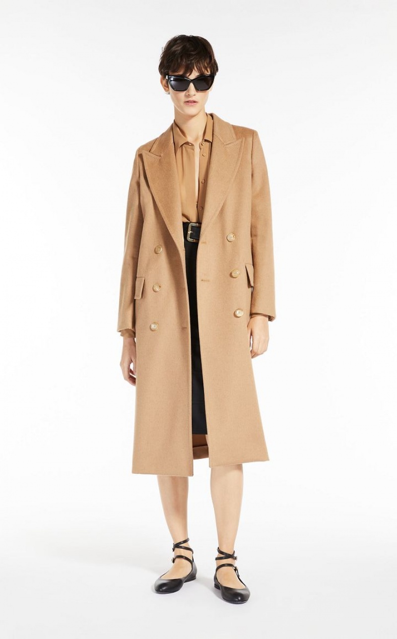 BEIGE MaxMara Double-breasted Camel Trench | MMR593945