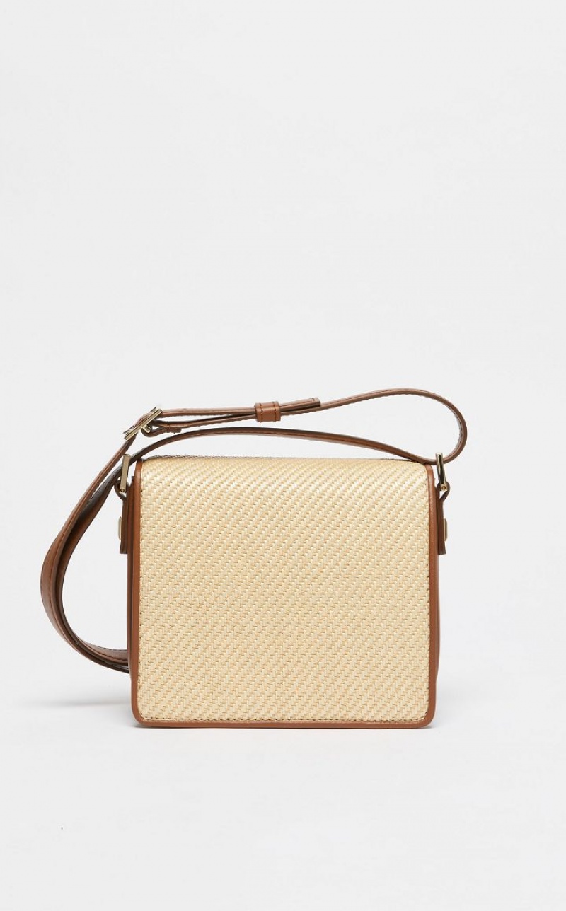 BEIGE MaxMara In Leather And Woven Fabric MM Bag | MMR594120