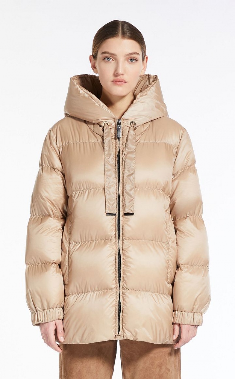 BEIGE MaxMara Quilted Down Jacket In Water-resistant Canvas Padded | MMR593986