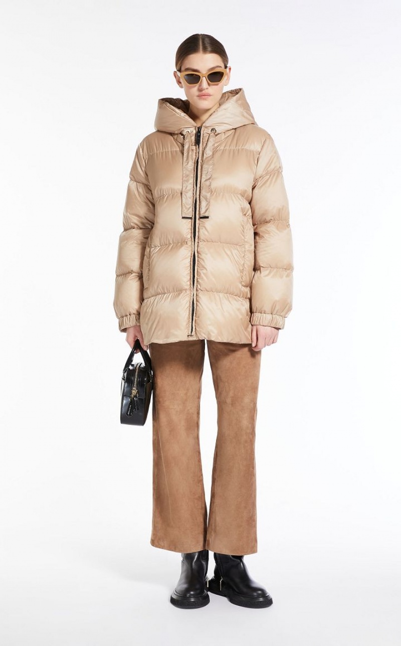 BEIGE MaxMara Quilted Down Jacket In Water-resistant Canvas Padded | MMR593986