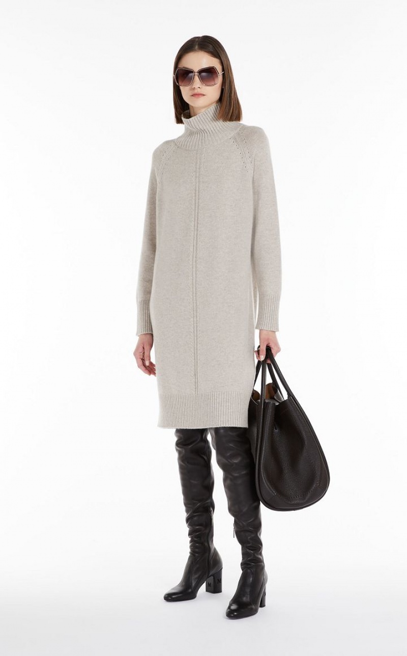 BEIGE MaxMara Wool And Cashmere Yarn Dresses | MMR593298