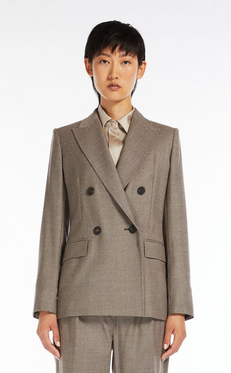 BEIGE MaxMara Wool Flannel Blazers | MMR594059