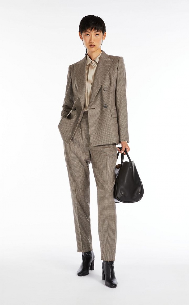 BEIGE MaxMara Wool Flannel Blazers | MMR594059