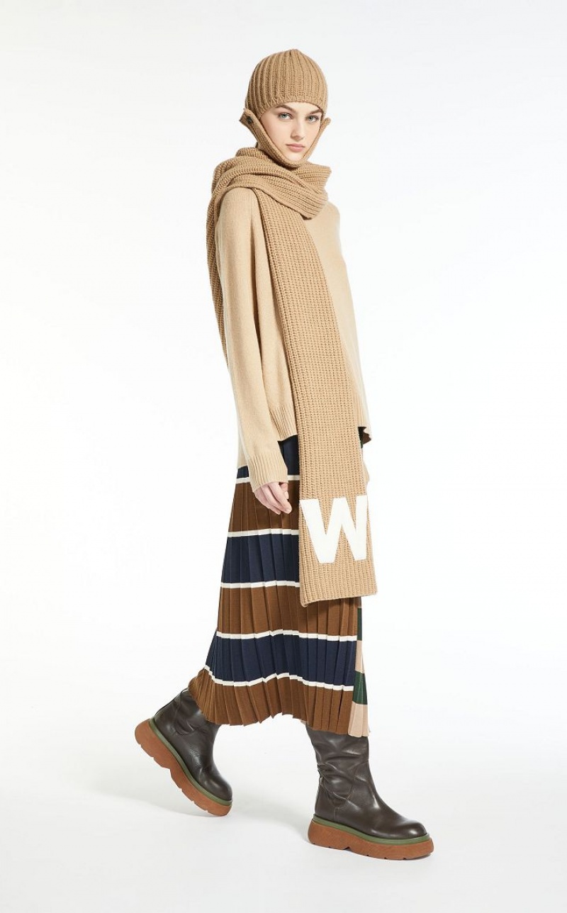 BEIGE MaxMara Wool Yarn Skirts | MMR593690