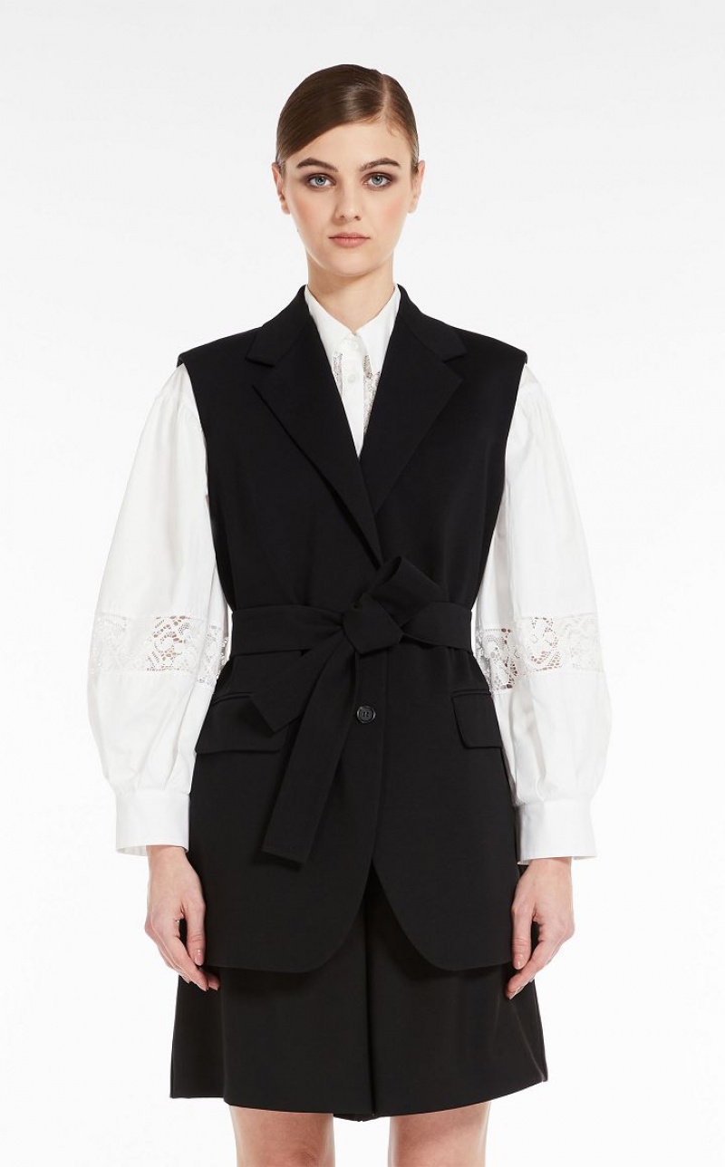 BLACK MaxMara Belted Jersey Waistcoat Blazers | MMR594097