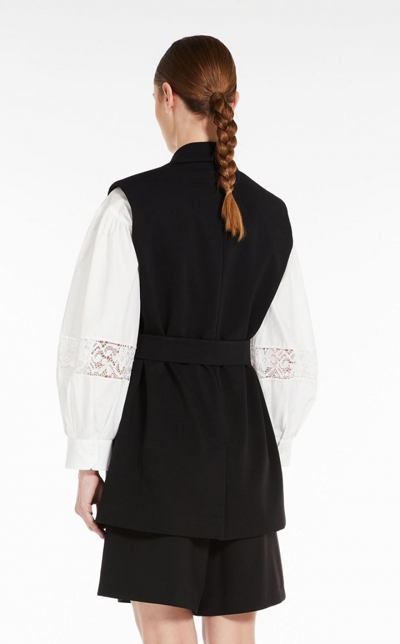 BLACK MaxMara Belted Jersey Waistcoat Blazers | MMR594097