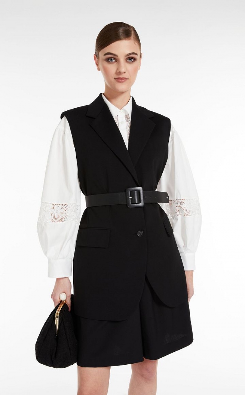 BLACK MaxMara Belted Jersey Waistcoat Blazers | MMR594097