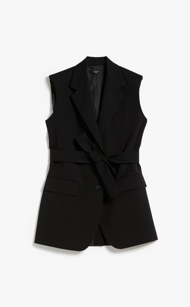 BLACK MaxMara Belted Jersey Waistcoat Blazers | MMR594097