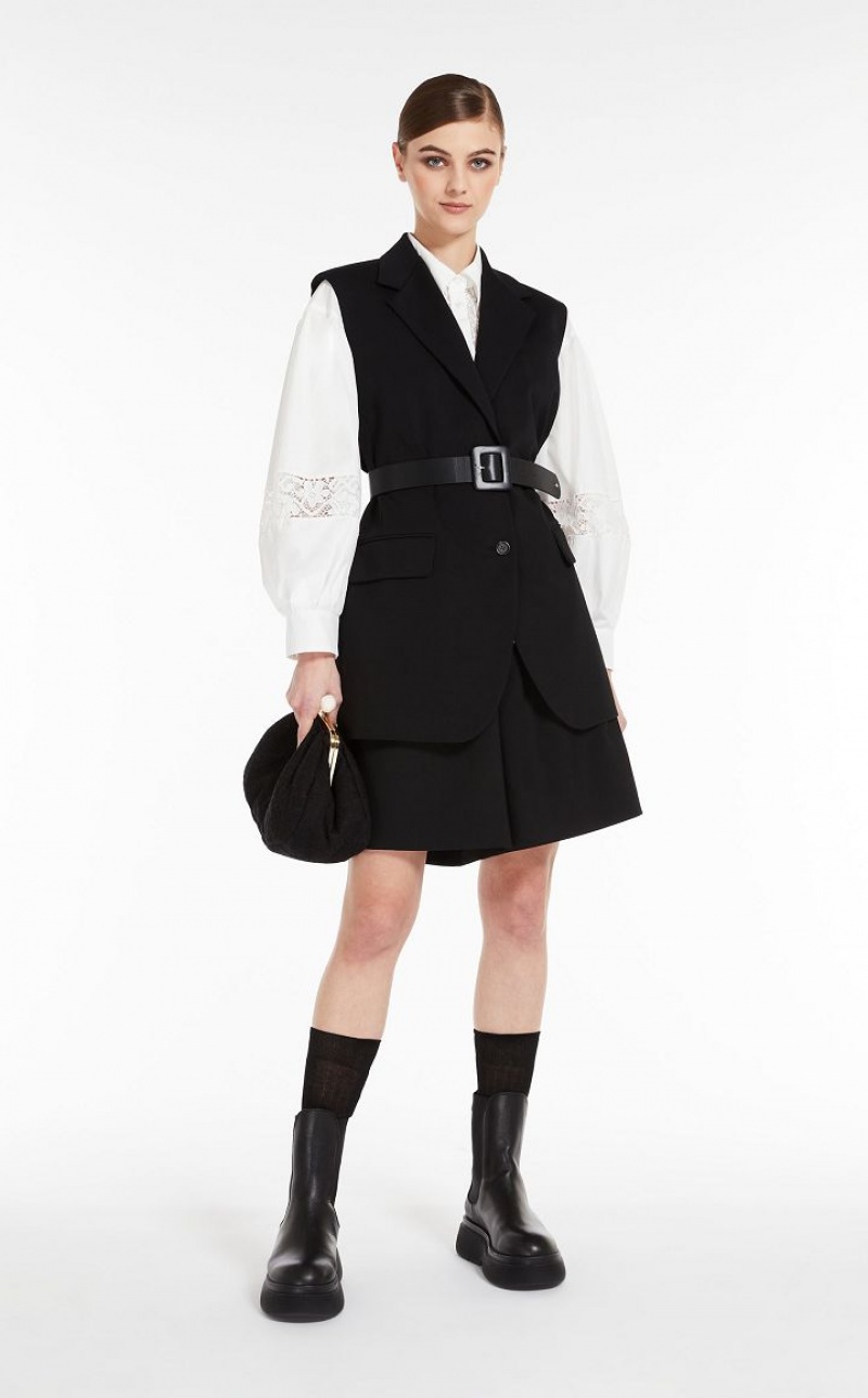 BLACK MaxMara Belted Jersey Waistcoat Blazers | MMR594097