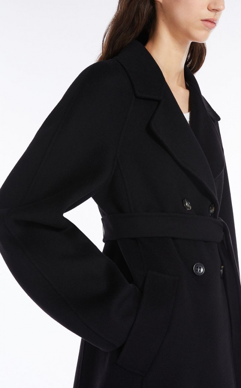 BLACK MaxMara Cashmere-blend Robe-style Jacket Coats | MMR593839