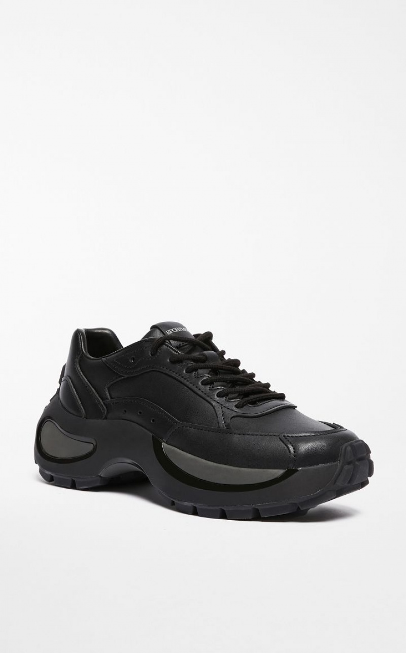 BLACK MaxMara Chunky-sole Leather Sneakers | MMR594211