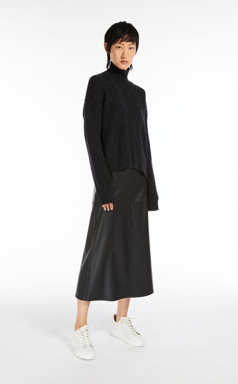 BLACK MaxMara Coated Jersey Skirts | MMR593695