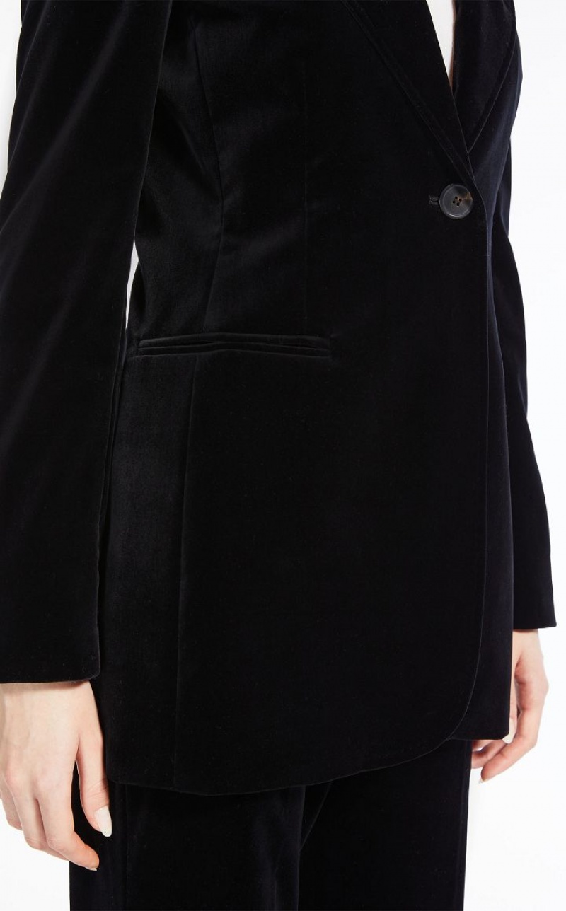 BLACK MaxMara Cotton Velvet Blazers | MMR594073