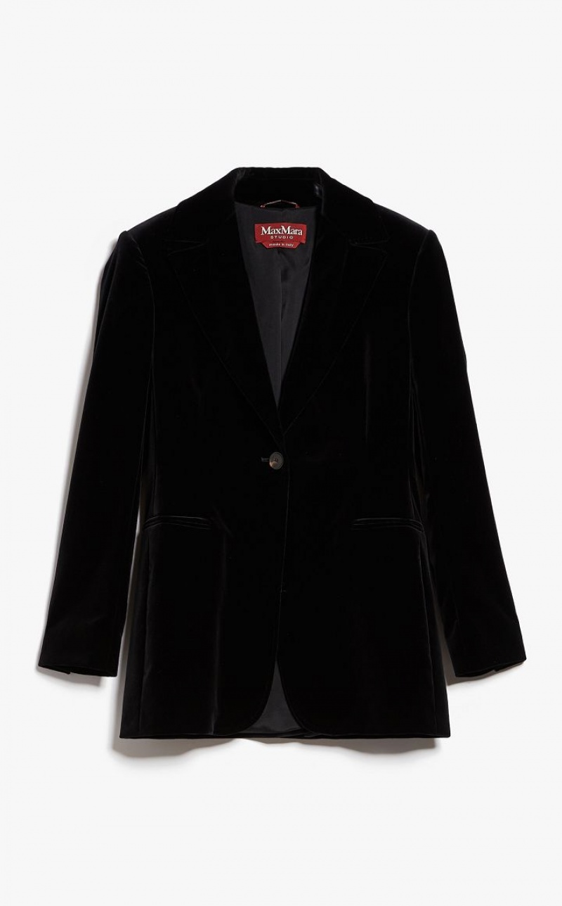 BLACK MaxMara Cotton Velvet Blazers | MMR594073