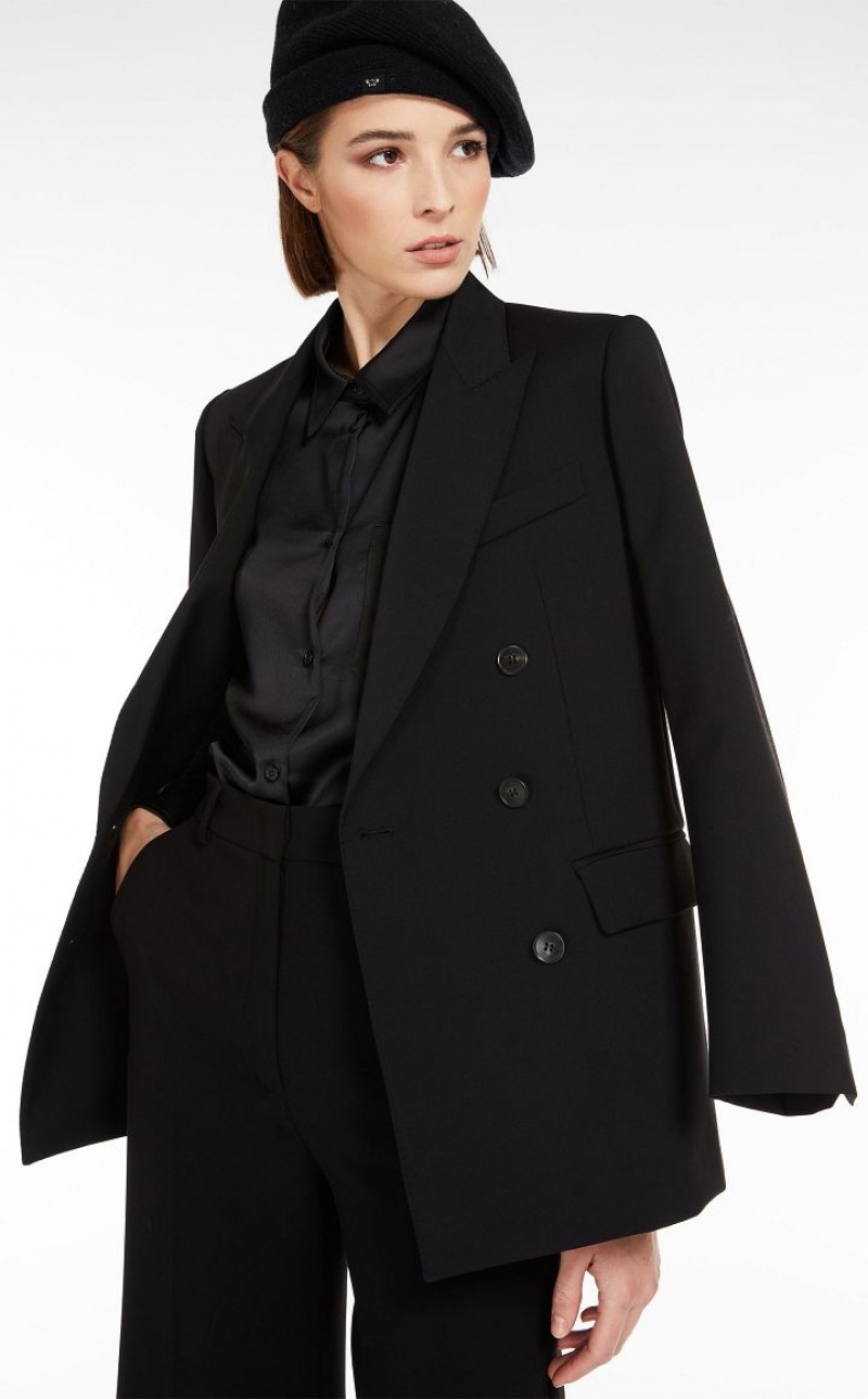 BLACK MaxMara Double-breasted In Wool Fabric Blazers | MMR594044