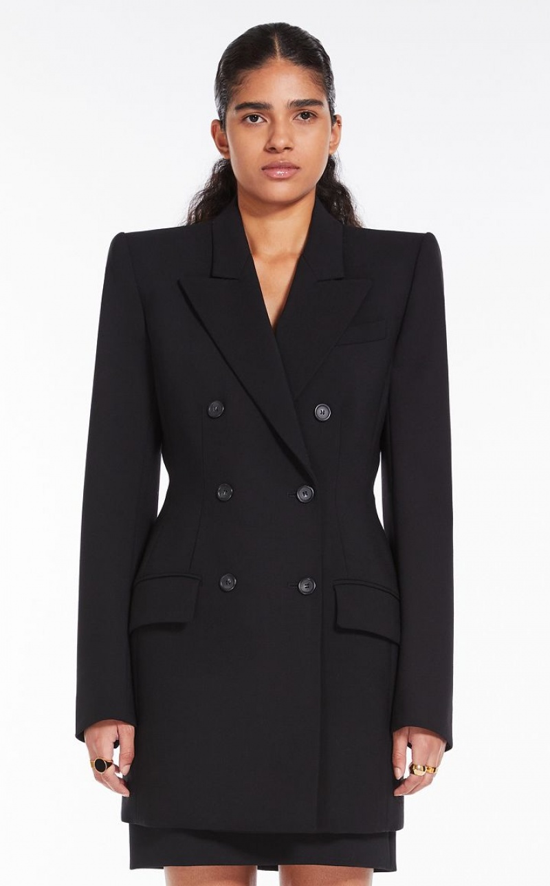 BLACK MaxMara Double-breasted Long Blazers | MMR594035