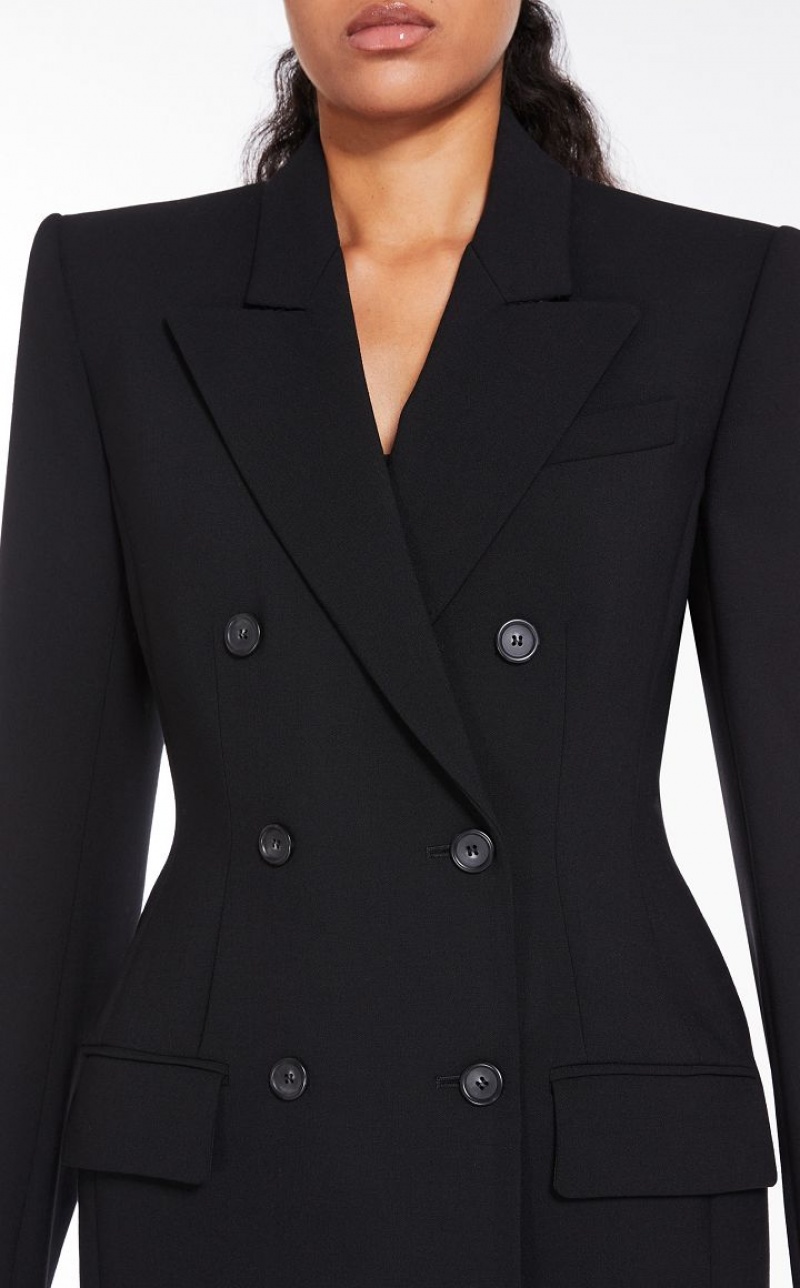 BLACK MaxMara Double-breasted Long Blazers | MMR594035