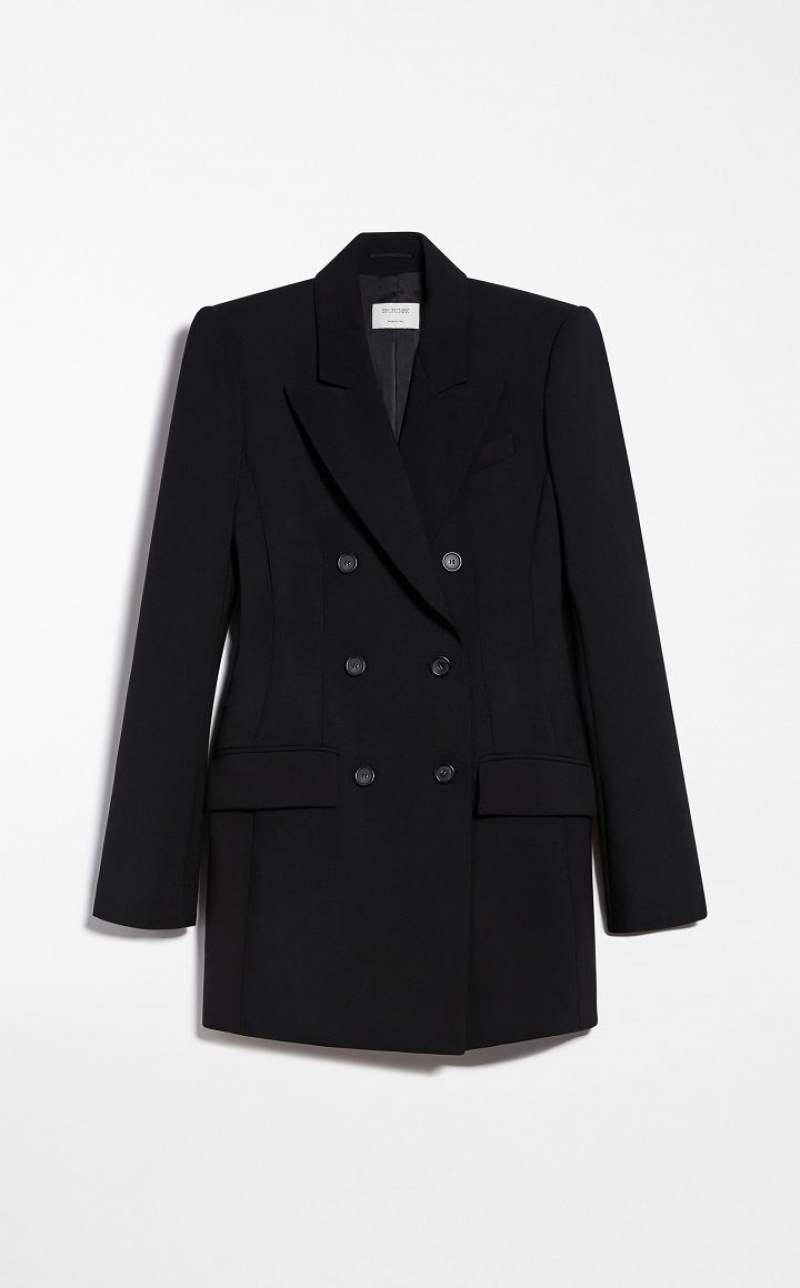 BLACK MaxMara Double-breasted Long Blazers | MMR594035