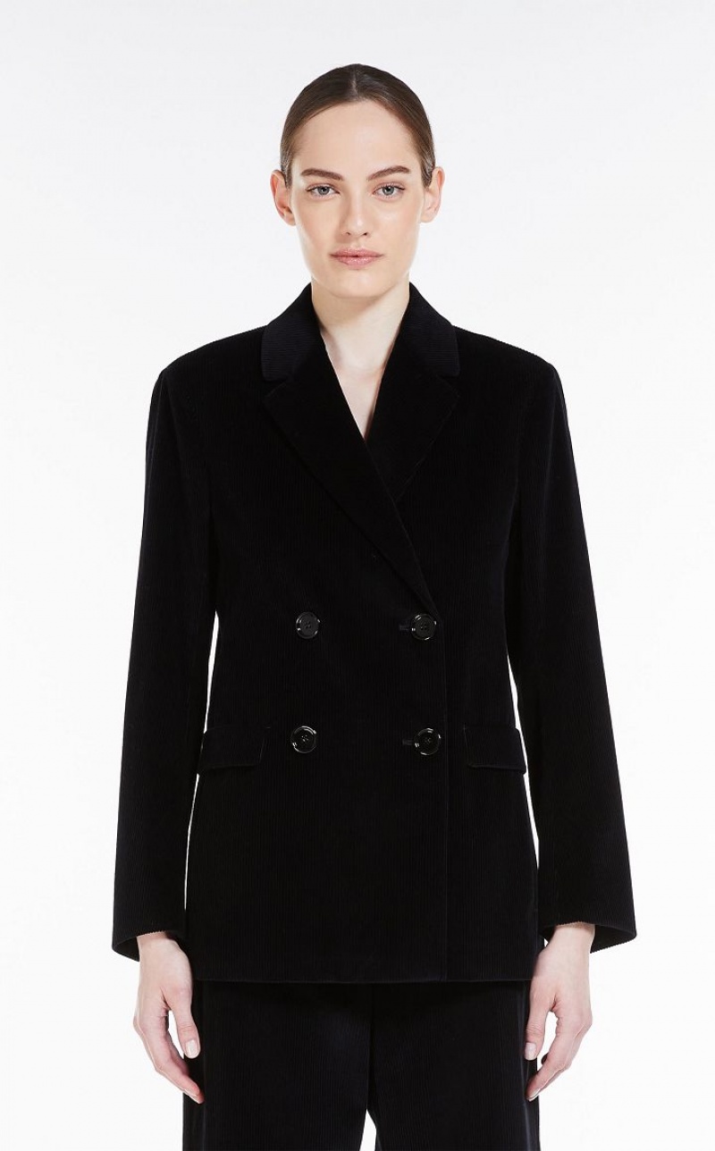 BLACK MaxMara Double-breasted Velvet Blazers | MMR594057