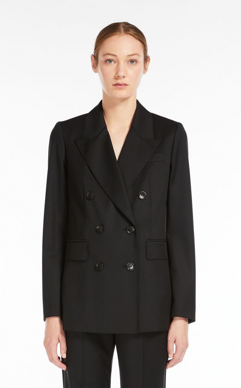 BLACK MaxMara Double-breasted Wool Blazers | MMR594087