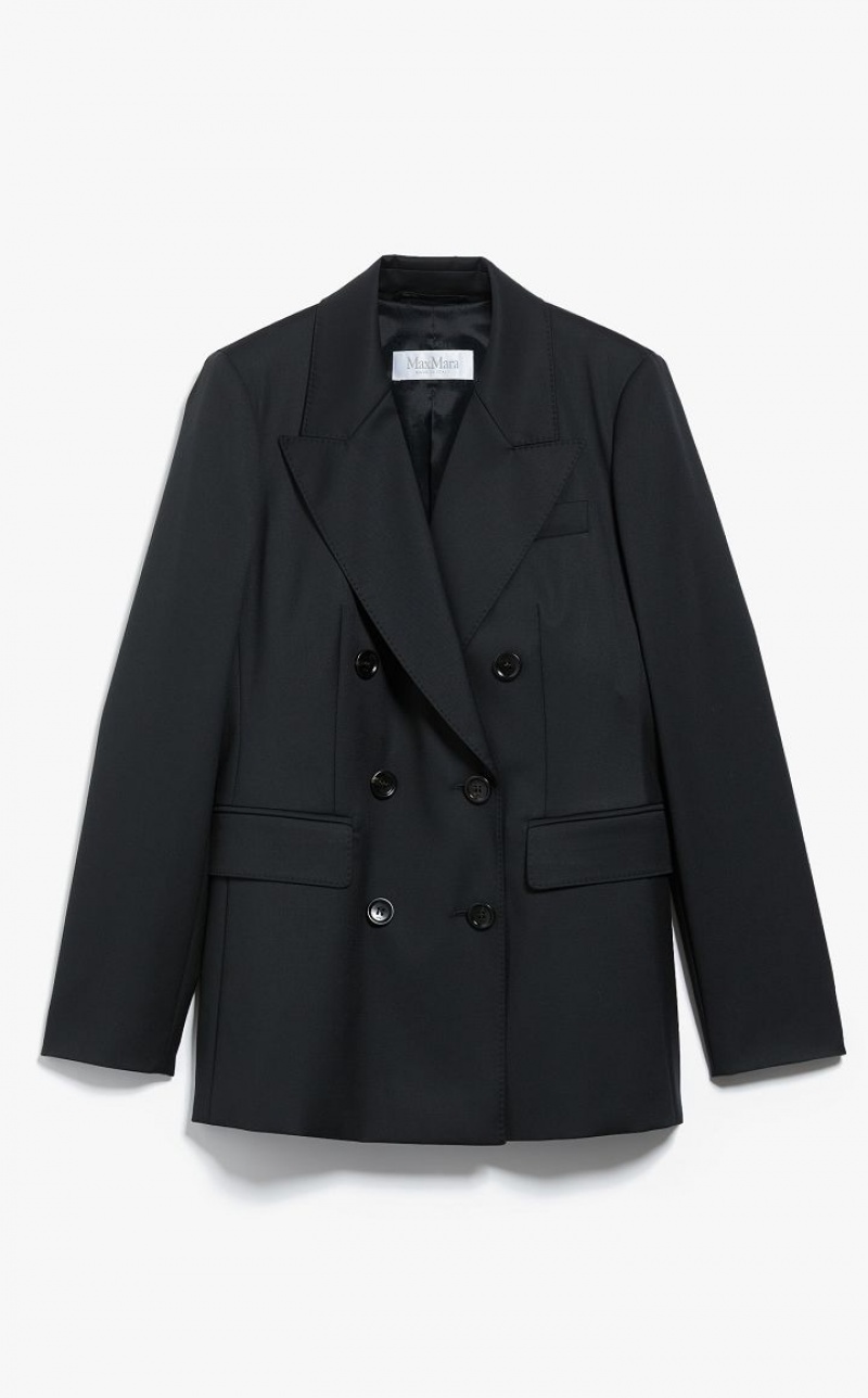 BLACK MaxMara Double-breasted Wool Blazers | MMR594087