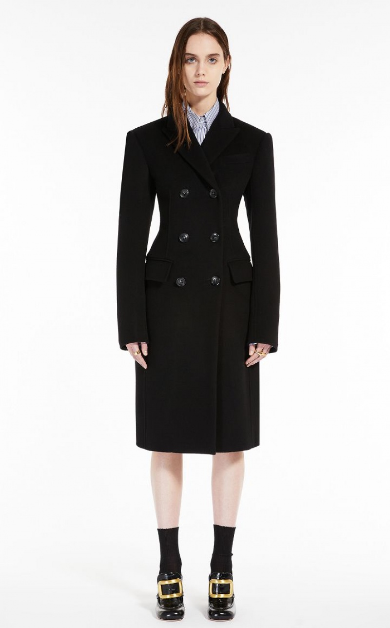 BLACK MaxMara Double-faced Woollen Cloth Coats | MMR593873