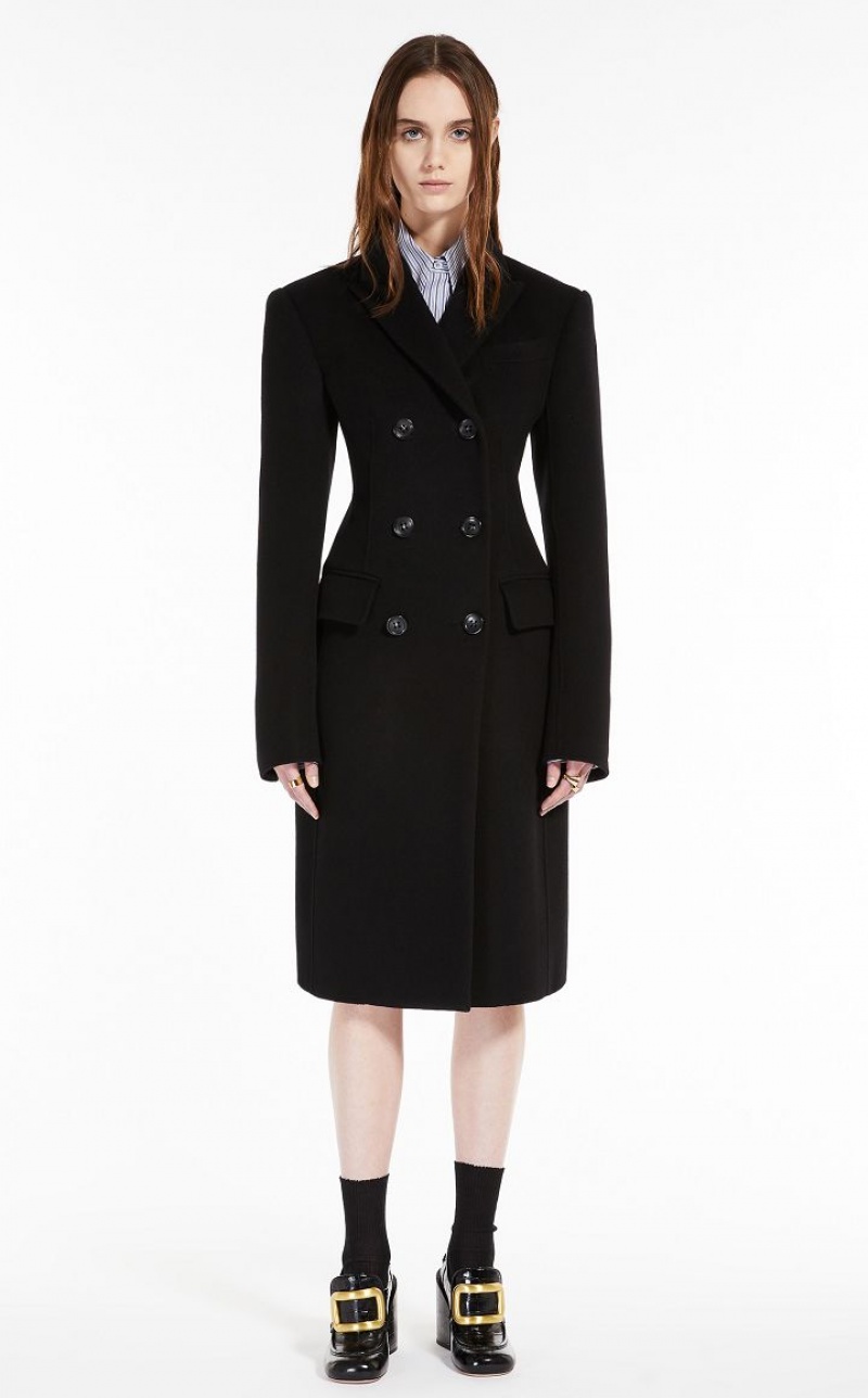 BLACK MaxMara Double-faced Woollen Cloth Coats | MMR593873