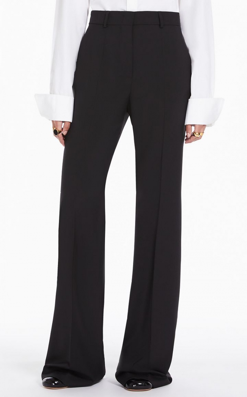 BLACK MaxMara Flared Pure Wool Trousers | MMR593752