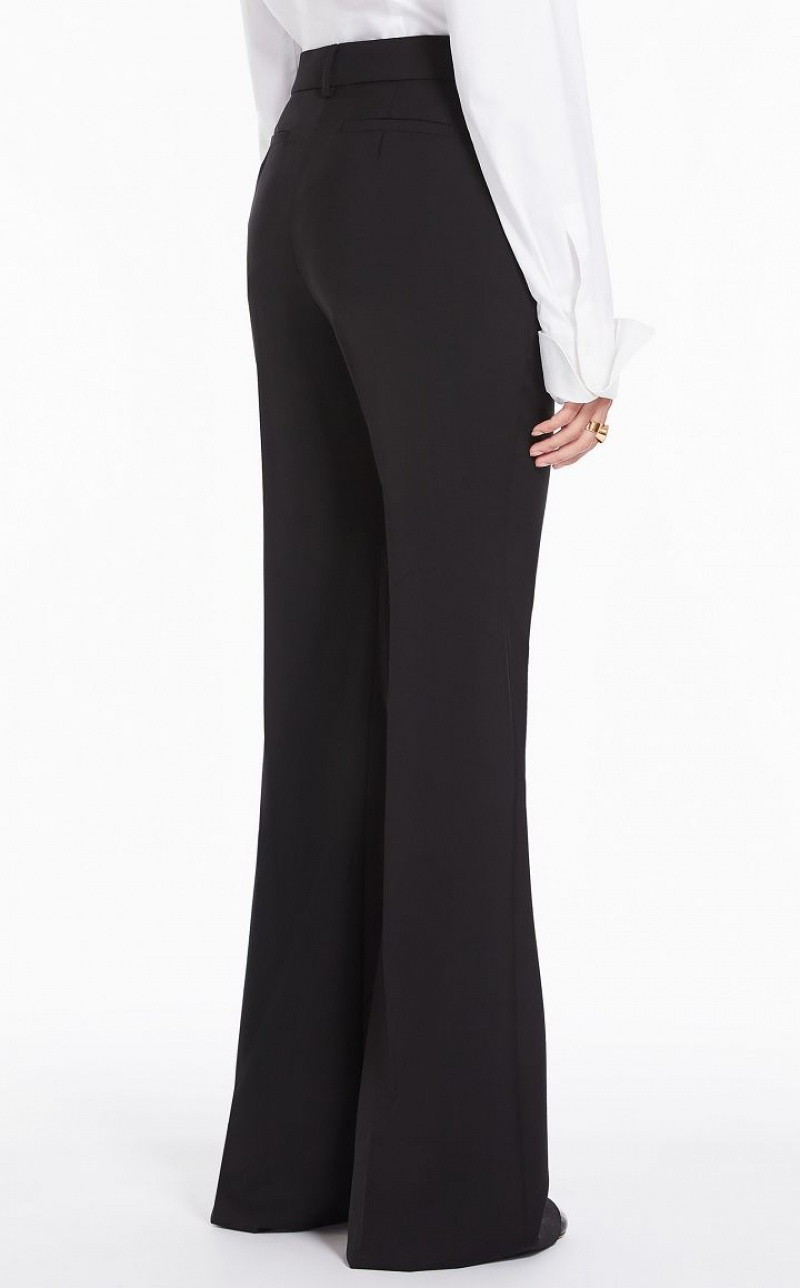 BLACK MaxMara Flared Pure Wool Trousers | MMR593752