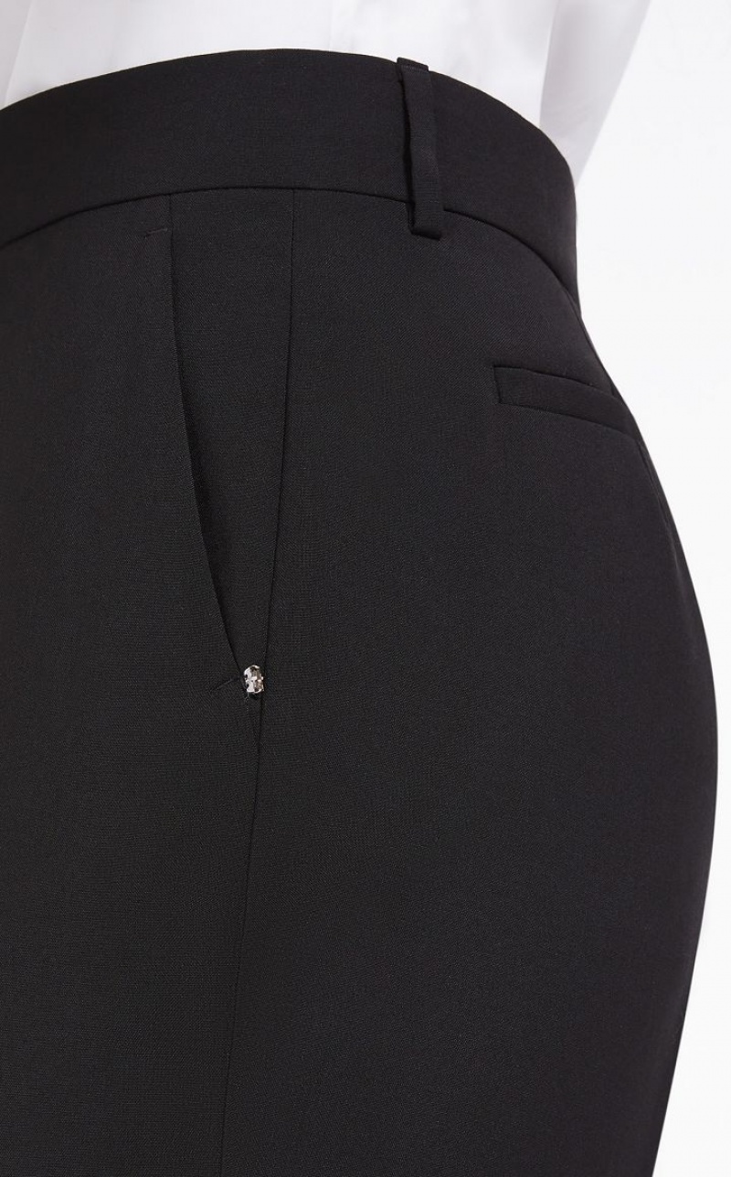 BLACK MaxMara Flared Pure Wool Trousers | MMR593752