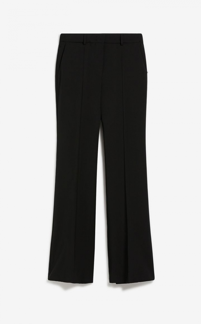 BLACK MaxMara Flared Pure Wool Trousers | MMR593752