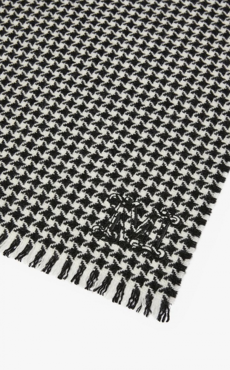 BLACK MaxMara Houndstooth Cashmere Scarf Scarves | MMR594267